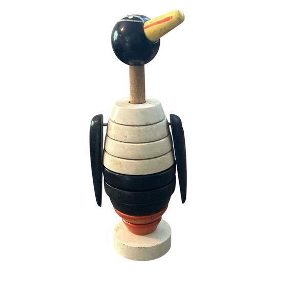 GUC Brio Vintage Wooden Percy Penguin Stacking Toy Made in Sweden 6" Tall - Picture 3 of 4